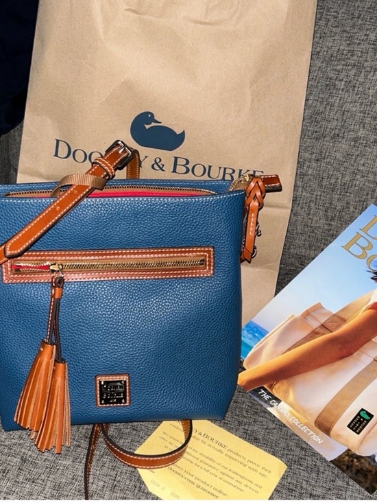 Dooney & Bourke Handbags - Dooney & Bourke- Authentic 🍀 NWT! Teal Pebbled Leather Crossbody w/ Tassels
